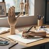 1pcs Flexible Movable Fingers Wooden Hand Model Adjustable Joint Right Hand  Sketch Drawing