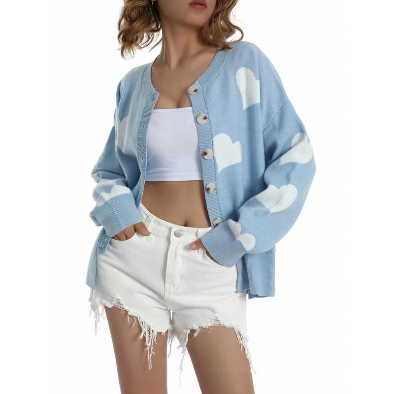 Women Loose Long Sleeve Single Breasted Knit Cardigan Sweater Outerwear