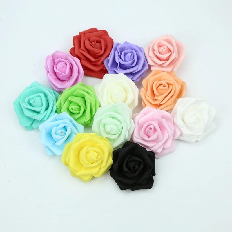 Artificial Flowers 7CM Foam Rose Flower Home Room Wedding Decoration Bridal Accessories Clearance Scrapbooking Brooch Handmade