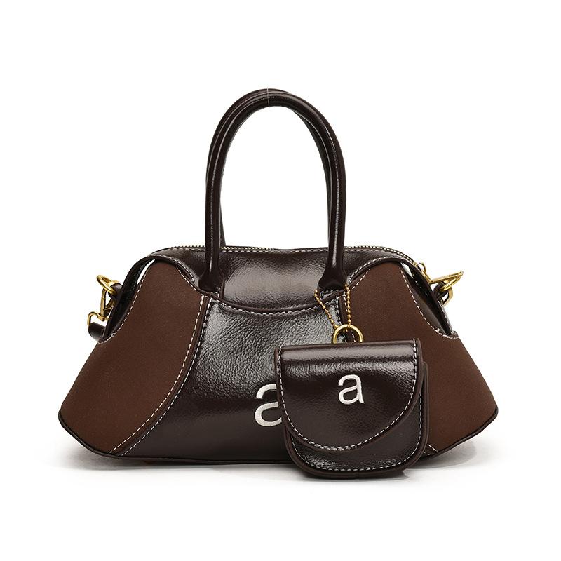 

Сумка-сплайсинг осень и зима ретро мода универсальный иностранный стиль премиум плечо сумка-мессенджер 32*11*16 темно-коричневого