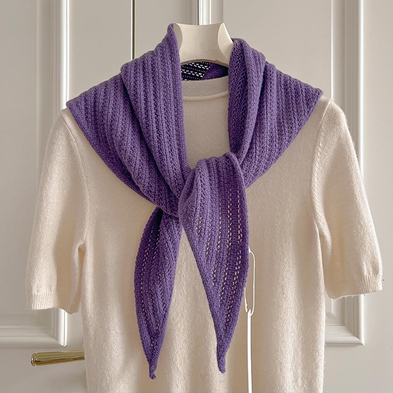 

Australian Wool Knitted Triangle Scarf Women Winter Solid Color Scarf Windproof Thick Warm Neck Protection Scarves One Size