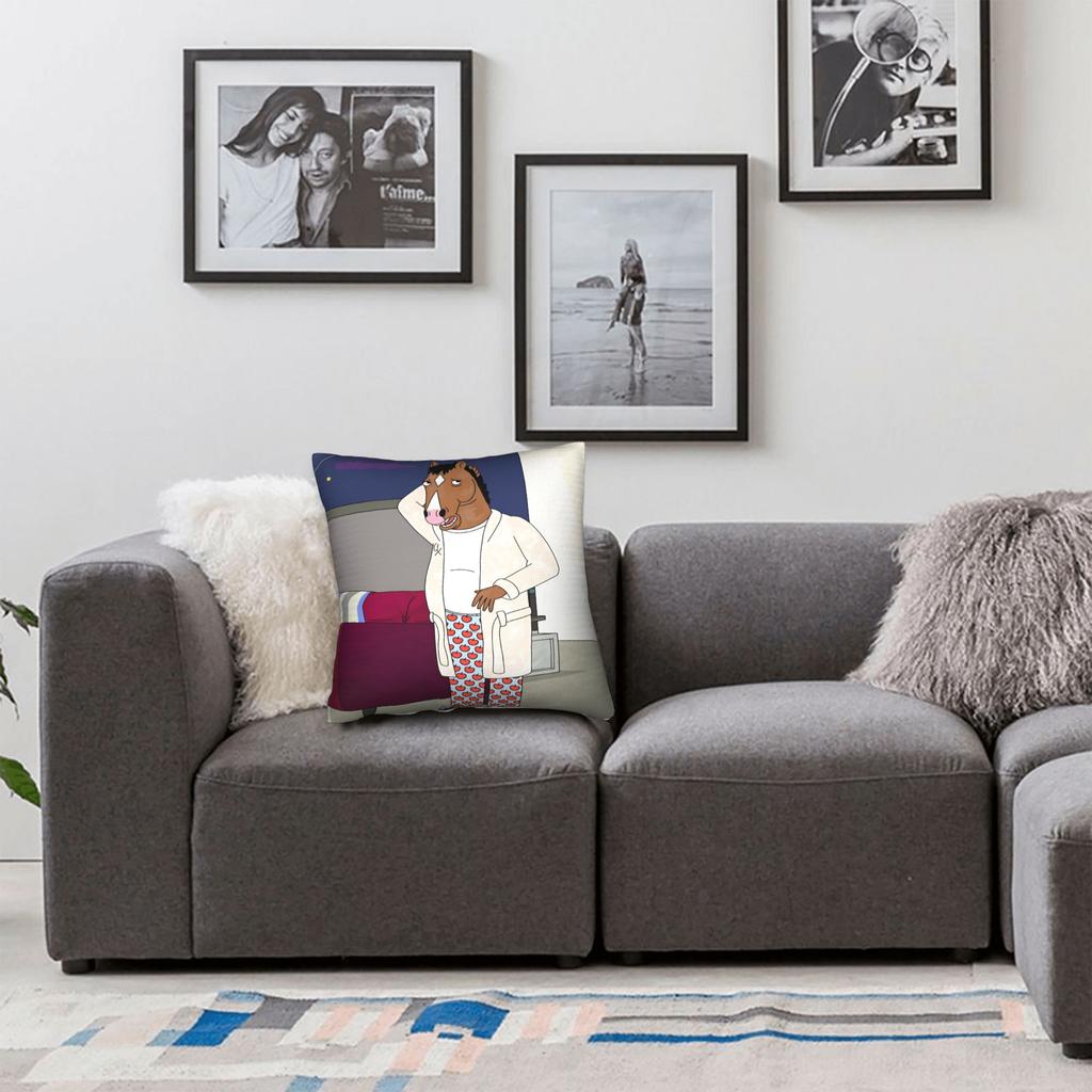 Pillow Case Anime B-BoJack H-Horsemans Design  Pillow Cover For Sofa Car Home Decor Retro Trendy Pillowcases