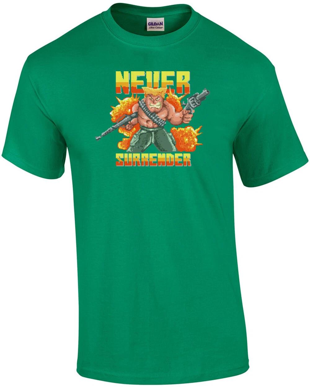 Never Surrender Retro Gaming T-Shirt 2XL