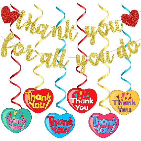 Thank You for All You Do Banner Gold, Thank You We Appreciate You Banner, Employee Teacher Appreciation Decorations, Appreciation Decorations for