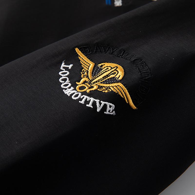 Men's European Style Loose Fit Embroidery Jacket, Plus Size, Spring/Autumn Casual Outerwear.