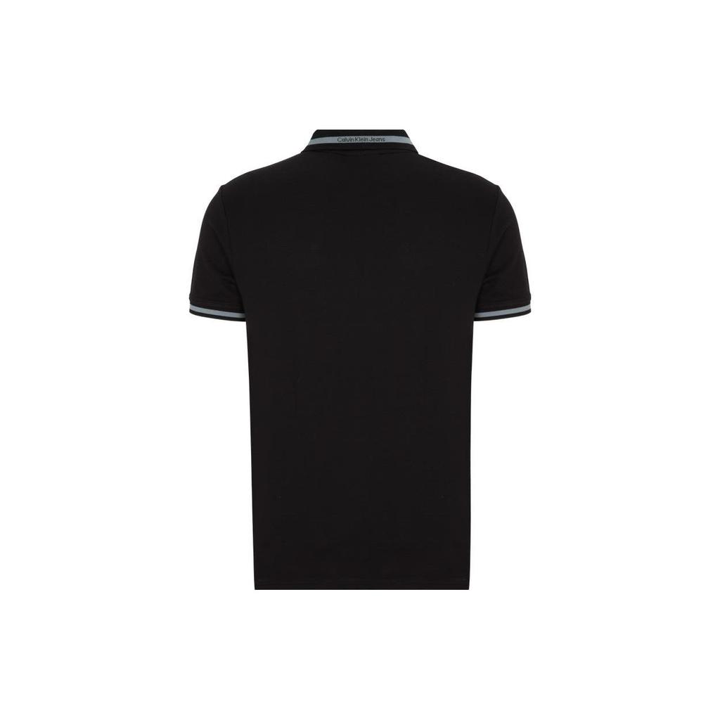 Calvin Klein Solid Color Letter Embroidered Short Sleeve Polo Shirt Men Tops Black J323201-BEH