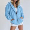Fashion Gray Zip Up Sweatshirt Women Autumn Winter Jacket Calothes Oversize Hoodies Vintage Pockets Long Sleeve Hoodie Tops
