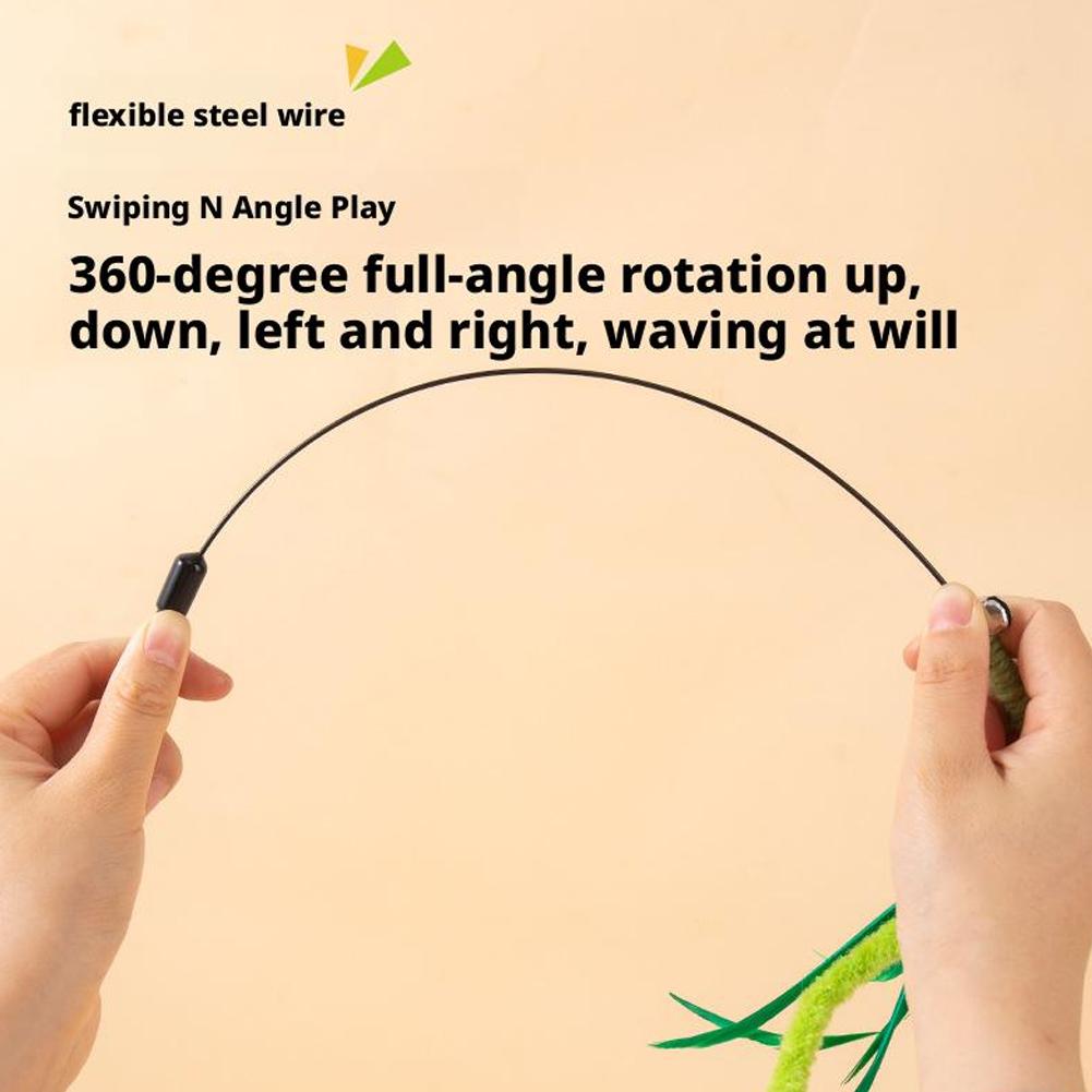 Cat Teasing Toy Interactive Tail Grass Dog Sage Feather Long Pole Cat Teasing Stick Bite Resistant Cat Sound Toy Pet Supplies