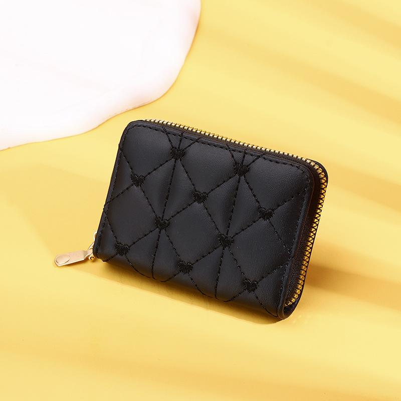 Women Wallet For Pu Leather Fashion Embroidered Love Fold Small Wallet Card Holder Multi-Card Slot Coin Purses Interior Pink