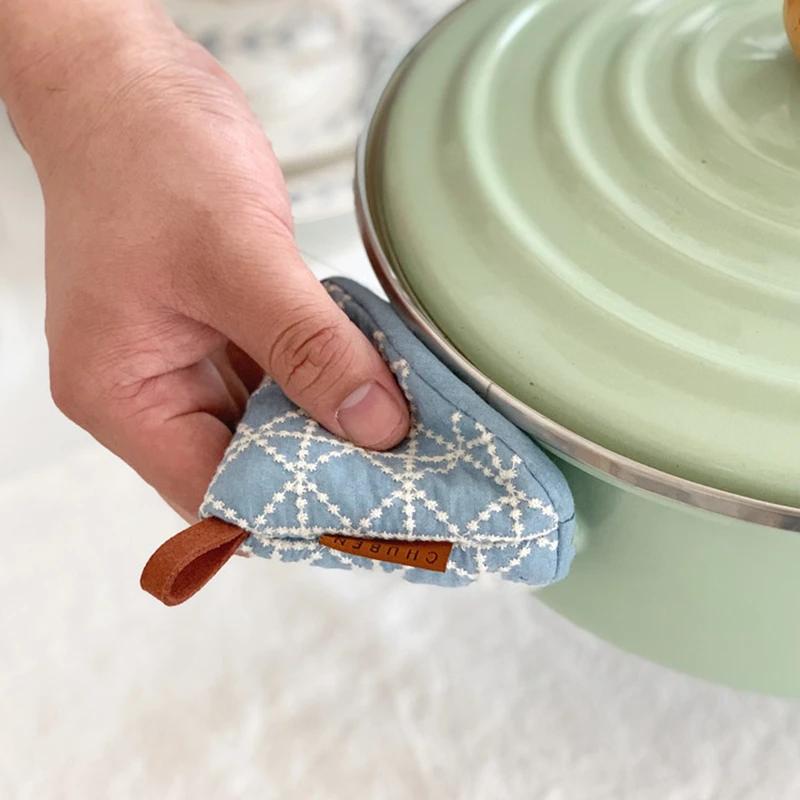 Pot Lid Anti-scalding Oven Gloves Mitts Kitchen Cotton Baking Insulation Hand Clip Microwave Heat Resistant Gloves