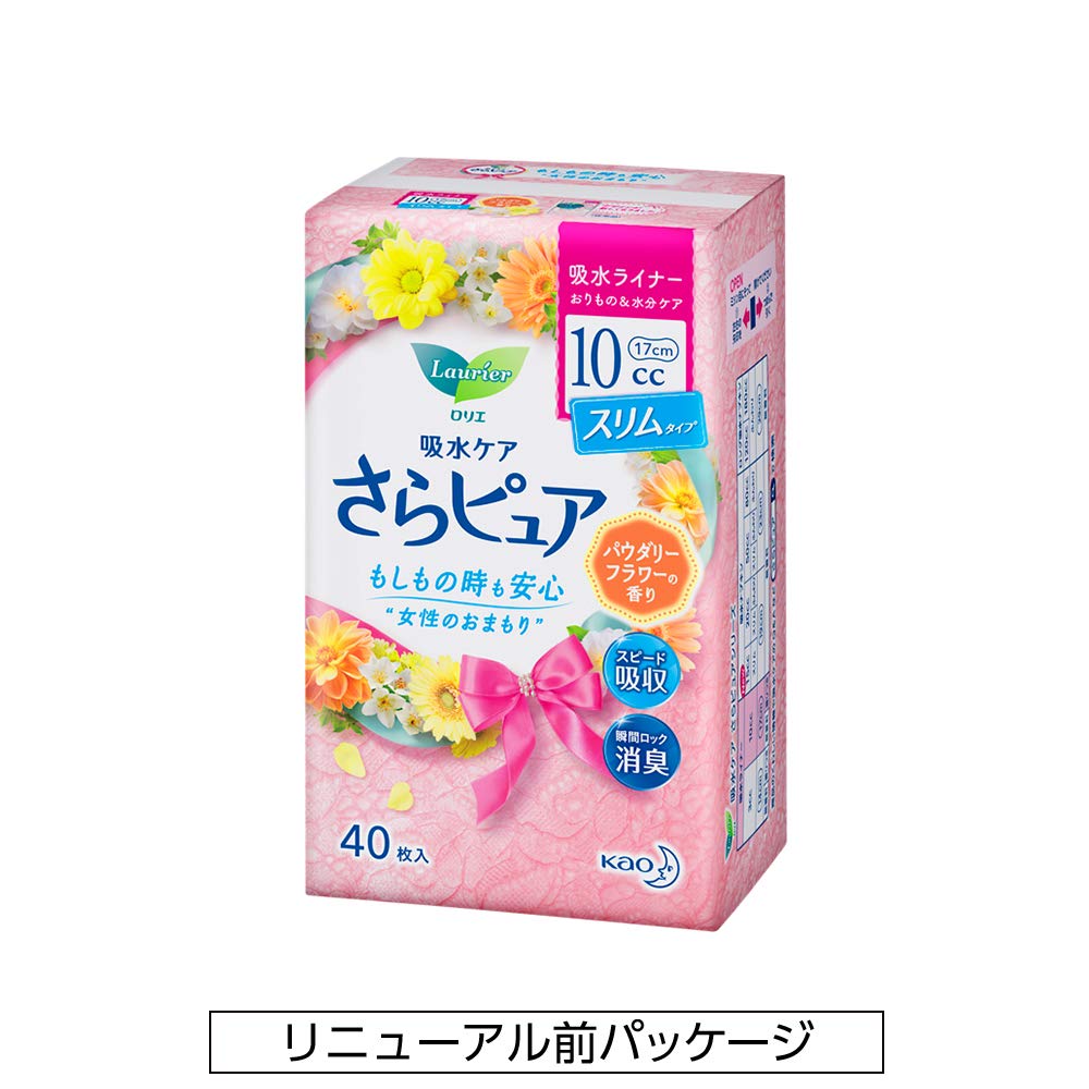 Laurier Sarapure Water Absorbent Liner for Women 10cc Safe Small Quantity 40 Sheets Long Panty Liner Size 17cm Powdered Flower Scent Light Urinary