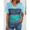 V-neck T-shirt women's short-sleeved summer fashion trend short-sleeved tops stripes versatile Oversize loose ladies clothing