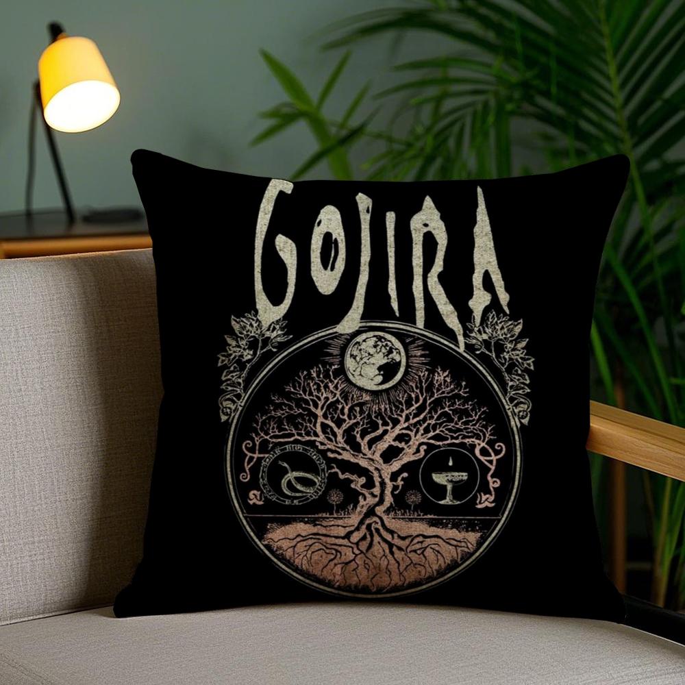 Rock Band G-Gojira Cushion Cover Plush Fabric Soft Double-Sided Printed Invisible Zipper Sofa Pillow Case Home Decor
