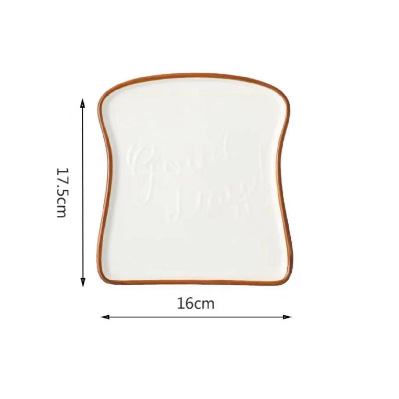 Creative Bread Shaped Ceramic Breakfast Plate Toast Dishes Salad Fruit Snack Tray Household Tableware Dinner
