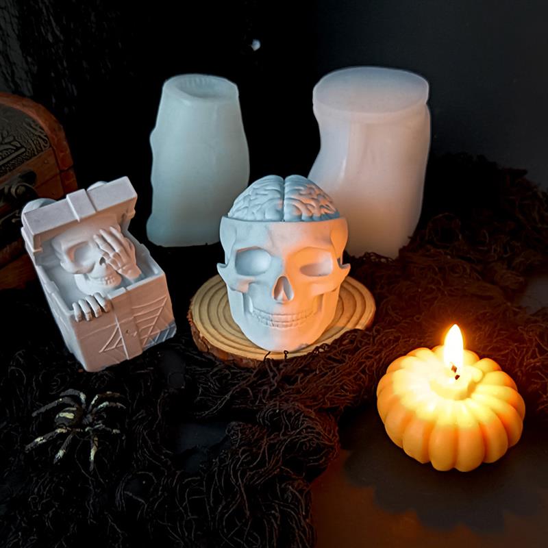 3D Halloween Series Silicone Candle Molds Halloween Skull Decoration Crafts Plaster Resin Cement Mold DIY Hand Soap Making Tool