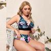 Bikiny Sexy plavky s vysokým pásom Bikiny Plavky s potlačou Plavky Push Up Bikini Set Suit