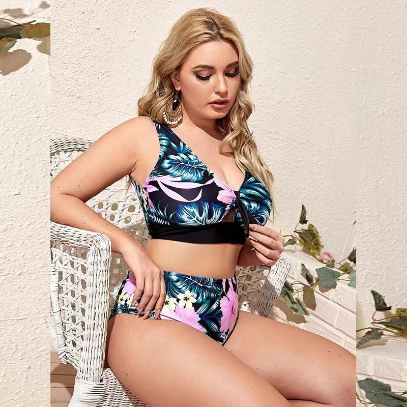 Bikiny Sexy plavky s vysokým pásom Bikiny Plavky s potlačou Plavky Push Up Bikini Set Suit