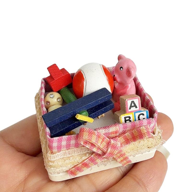 1:12 Dollhouse Miniature Toy Box Lace Wooden Box Furniture Home Model Decor Toy Doll House Accessories