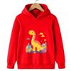 Red children's hooded sweatshirt cartoon dinosaur cute sweatshirt autumn and winter long sleeved boy and girl's favorite jacket