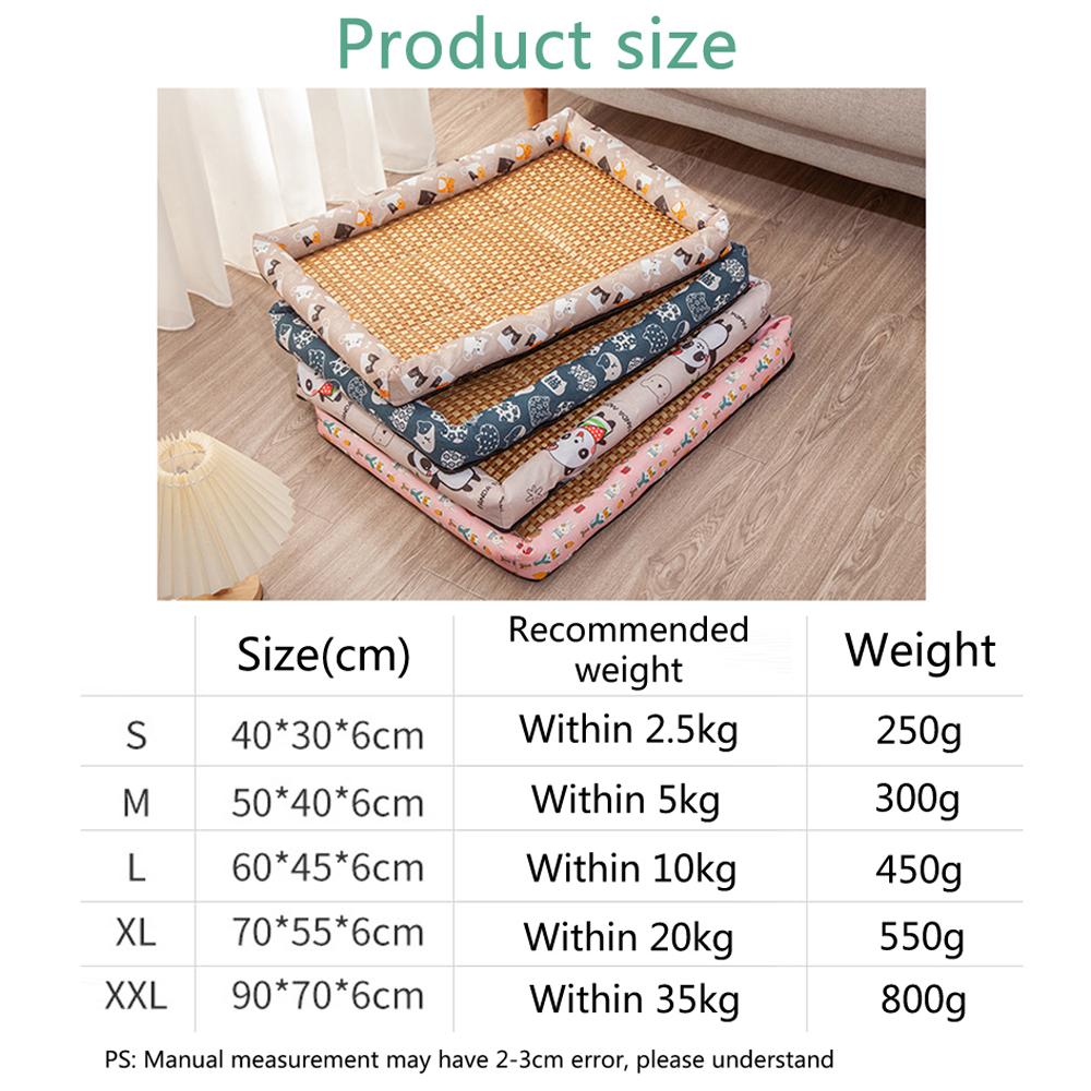 Comfortable Summer Small Cat Cooling Mat Moistureproof Medium Dog Sleeping Bed Cushion Rattan Mat Pet Puppy Accessories