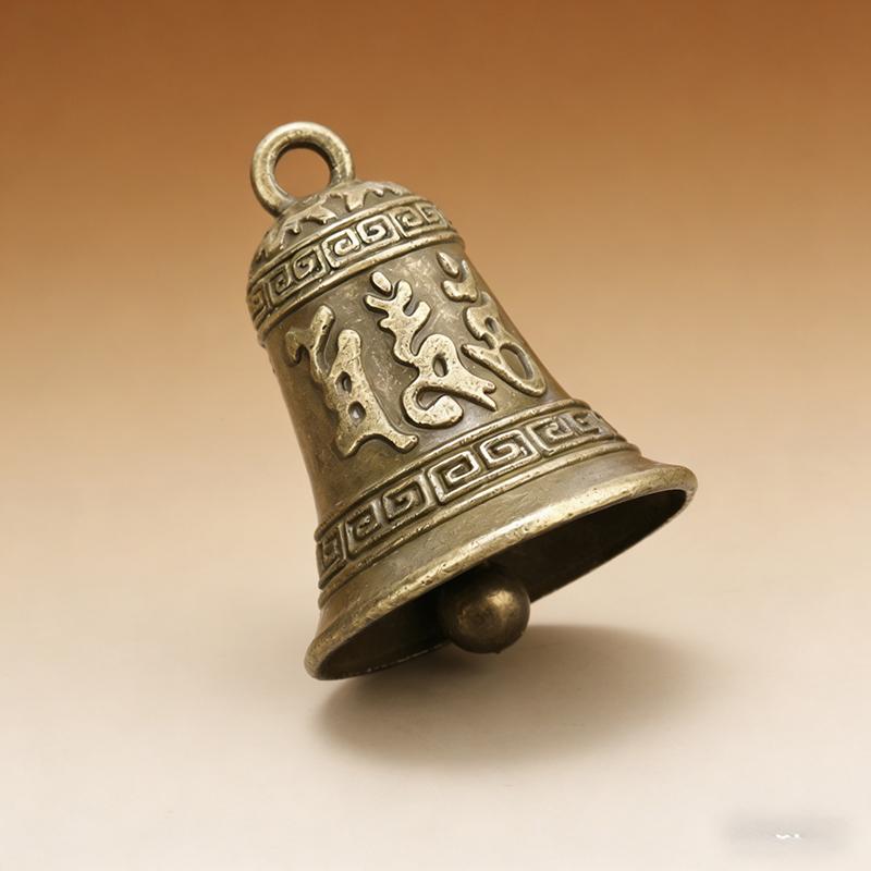 Brass Heart Sutra Bell Keychain Six Character Mantra Durable for Believers Daily Use Gifts