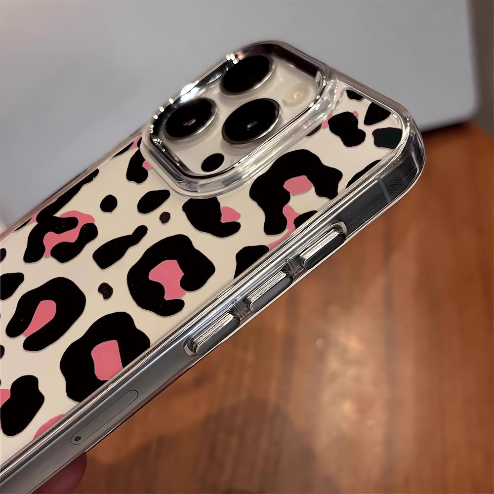 Black Powder Meets Color Leopard Print Phone Case For Iphone 17 17E 16E 16 13 11 Pro Max 14 15 12 Transparent Cover Coque