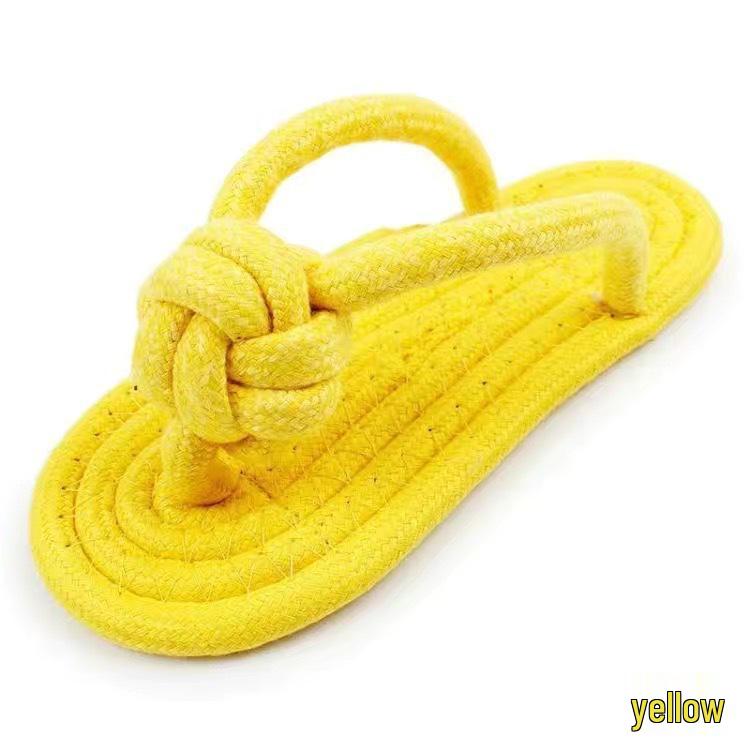 Hand-Woven Cotton Rope Puppy Teething Slippers - Durable, Teeth Cleaning Knot Toys