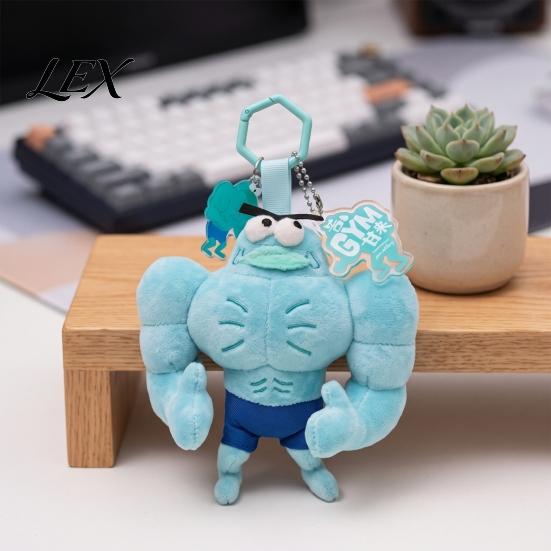Durable Plush Accessory for Kids Funny Buff Muscle Fish Keychain, Cartoon Stuffed Fashionable Trendy Gift Friends Pendant, Novelty Soft Bag Charm Key