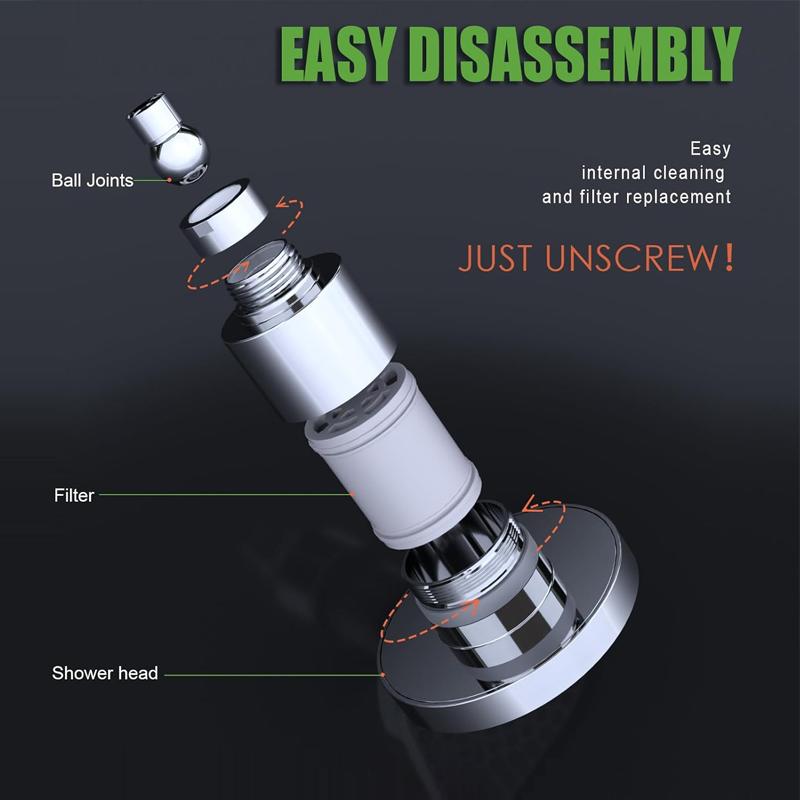 Round Filtered Shower Head 6 Inches High Pressure Fixed Rain Abs Filter Chrome Showerhead