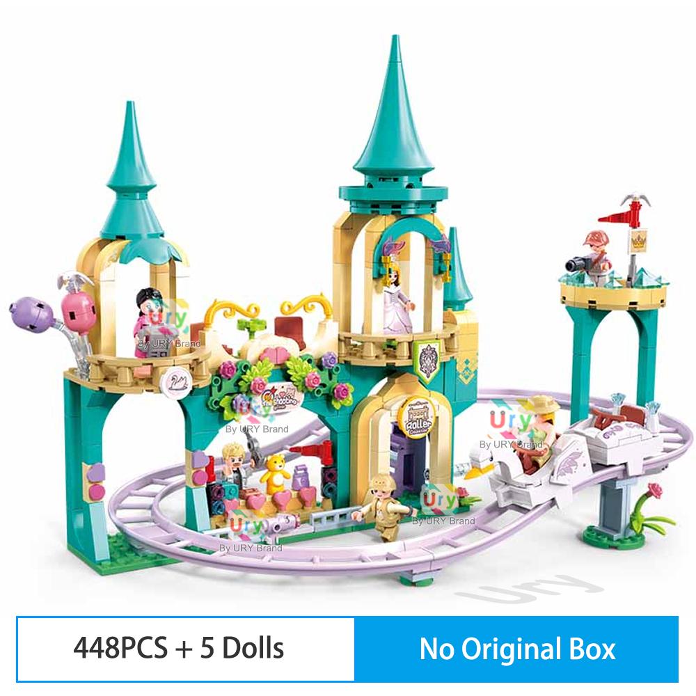 Sluban Friends City Amusement Shuttle Castle Roller Coaster Coaster Ferris Wheel Model Building Blocks Set DIY Toy for Girl Gift