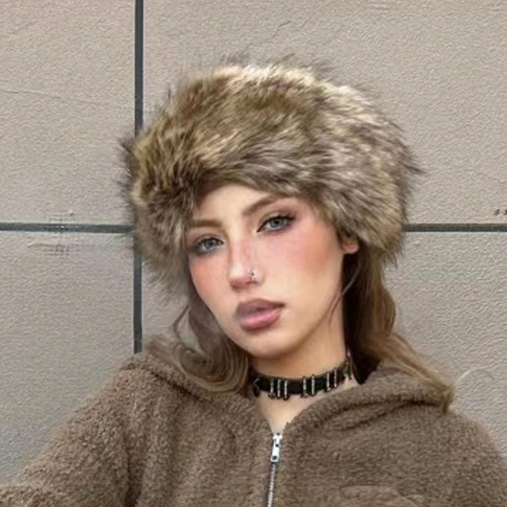 Winter Thick Fox Fur Earmuffs Headband Hatless Headwrap Scarf Warm Fashion Accessory for Women
