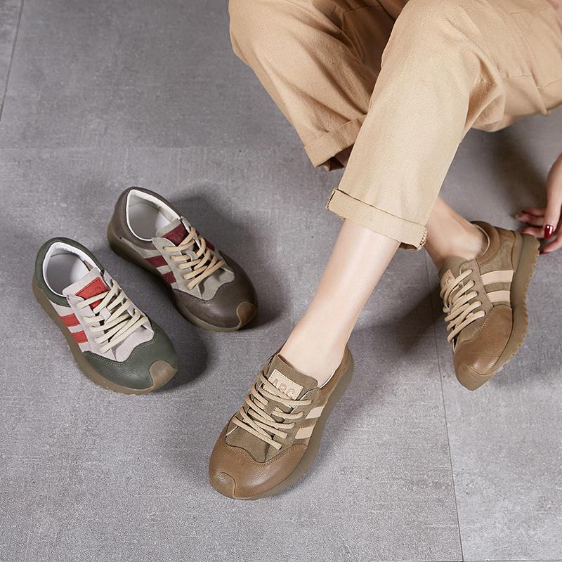 The Genuine Leather Retro Dad Shoes Are The Top Layer of Cowhide Sports Casual Shoes for Women