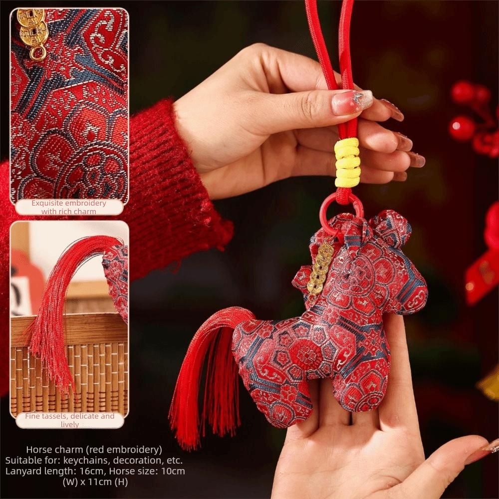 Year of Horse Year of The Horse Pendant Long Hair New Year Decorations Horse Year Pendant Soft Stuffed Animal
