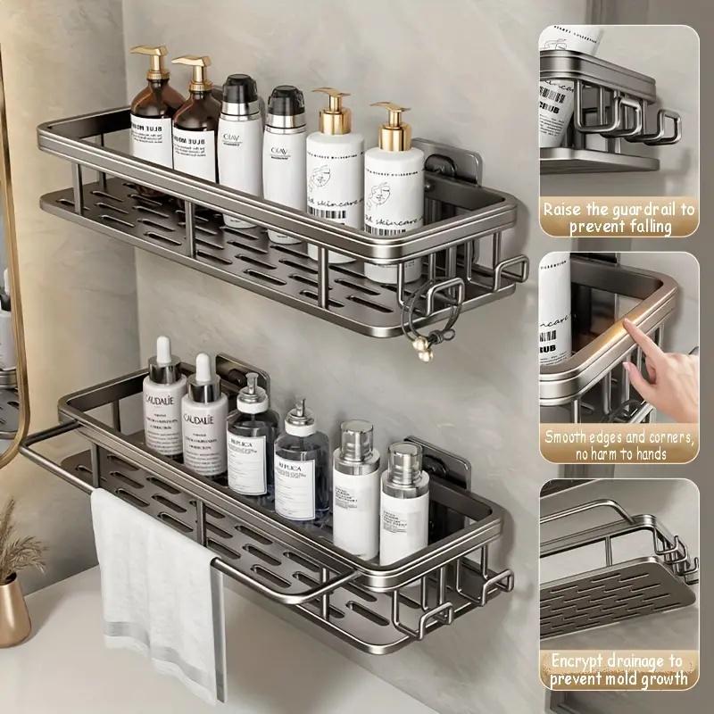 2PCS Bathroom Shelf Makeup Storage Organizer No Drill Wall Shelf Aluminum Alloy Shampoo Rack Shower Shelf Bathroom Accessories