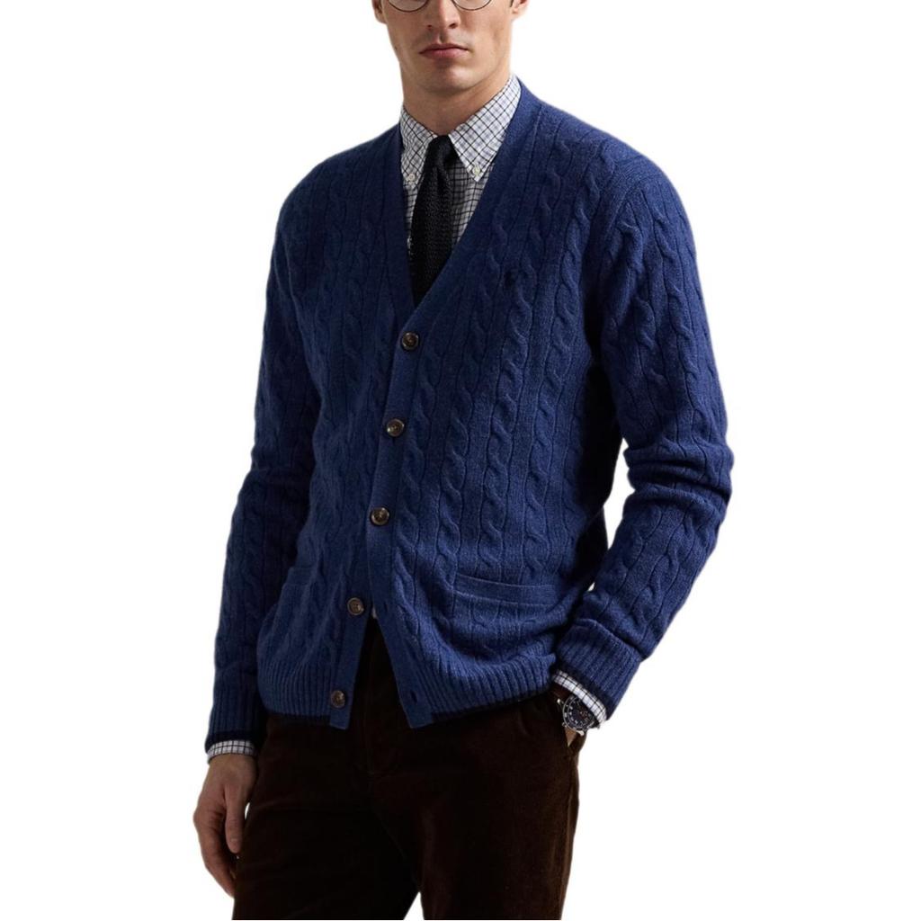 Polo Ralph Lauren Button Placket Ribbed Knit Hem Cable Sweater Men sweater MNPOSWE16822430-410