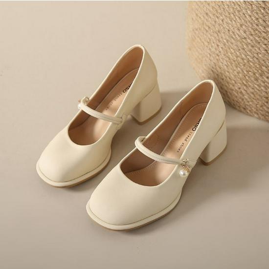 2025 Summer Fashion: Women's Retro Chunky Heel Mary Jane Shoes with Sweet Square Toe and Buckle Strap