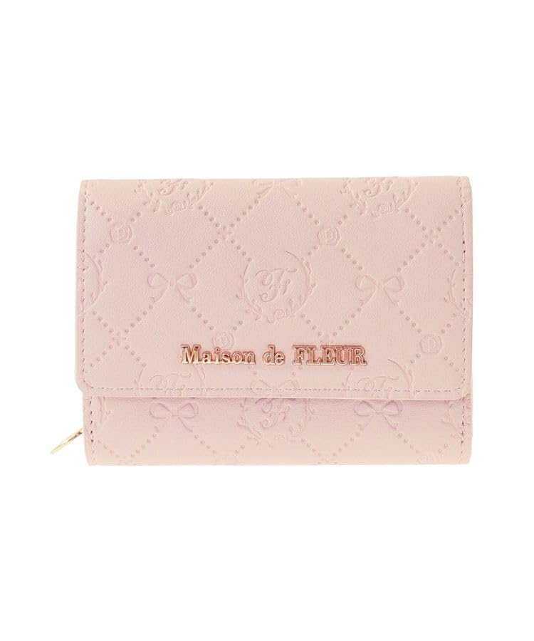 

[Maison de Fleur] Кошелек с цветной монограммой для женщин, Розовый