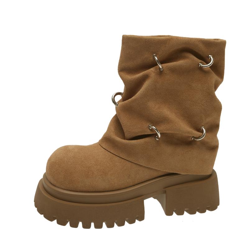 

Модные женские ботильоны, новые осенне-зимние модные толстые ботинки 2024 года, высококачественная износостойкая круглая женская обувь для отдыха на открытом воздухе 40