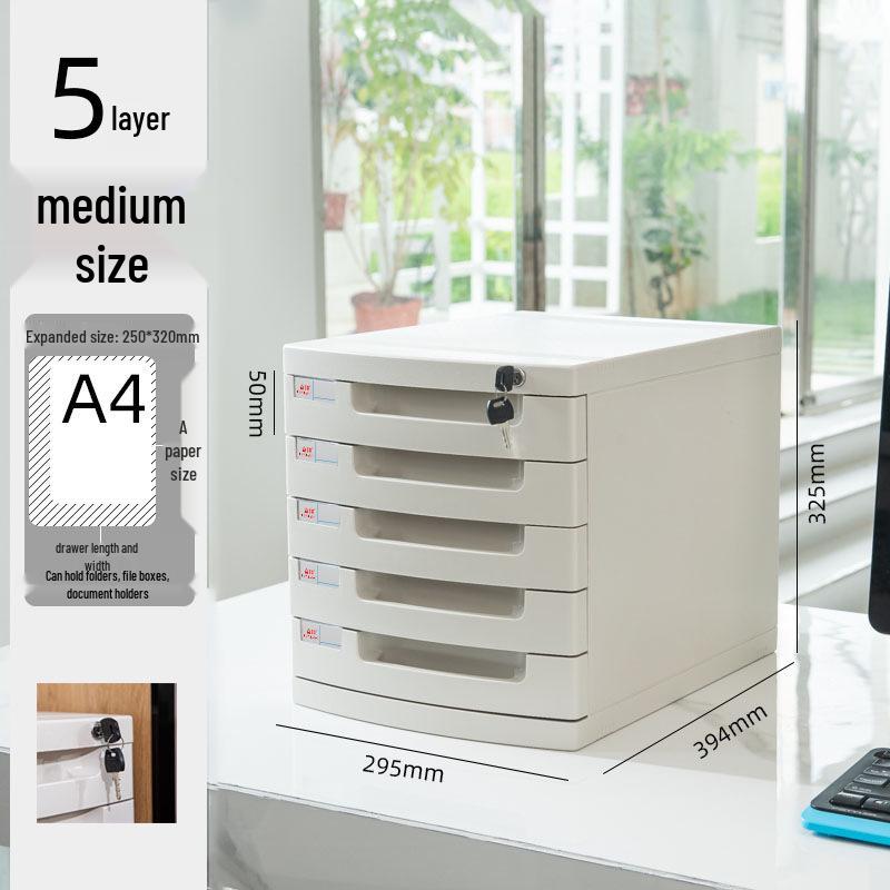 Abschließbarer mehrschichtiger A4-Desktop-Aktenschrank und Aufbewahrungsbox