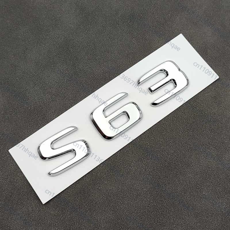 3D ABS Chrome Logo S63 Letters Car Trunk Emblem Badge Decal For Mercedes Benz S63 AMG W222 W221 C217 S63 Sticker Accessories QN1