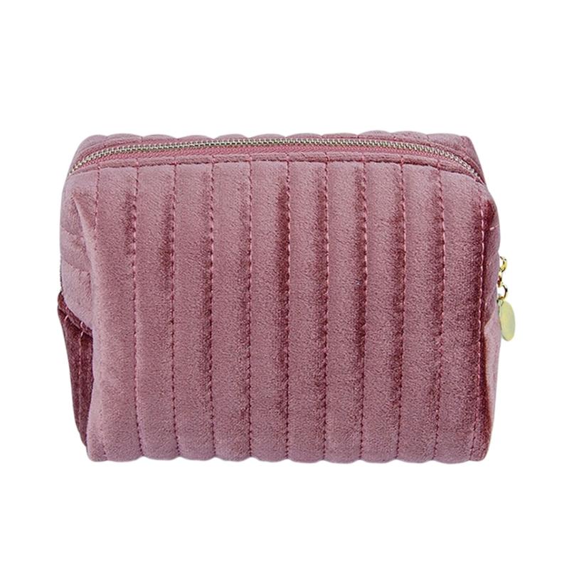 

Spacious Ladies Velvet Toiletry Bag Makeup Storage With Easy Access Large Capacity Toiletry Organized Multiple Colors розовый