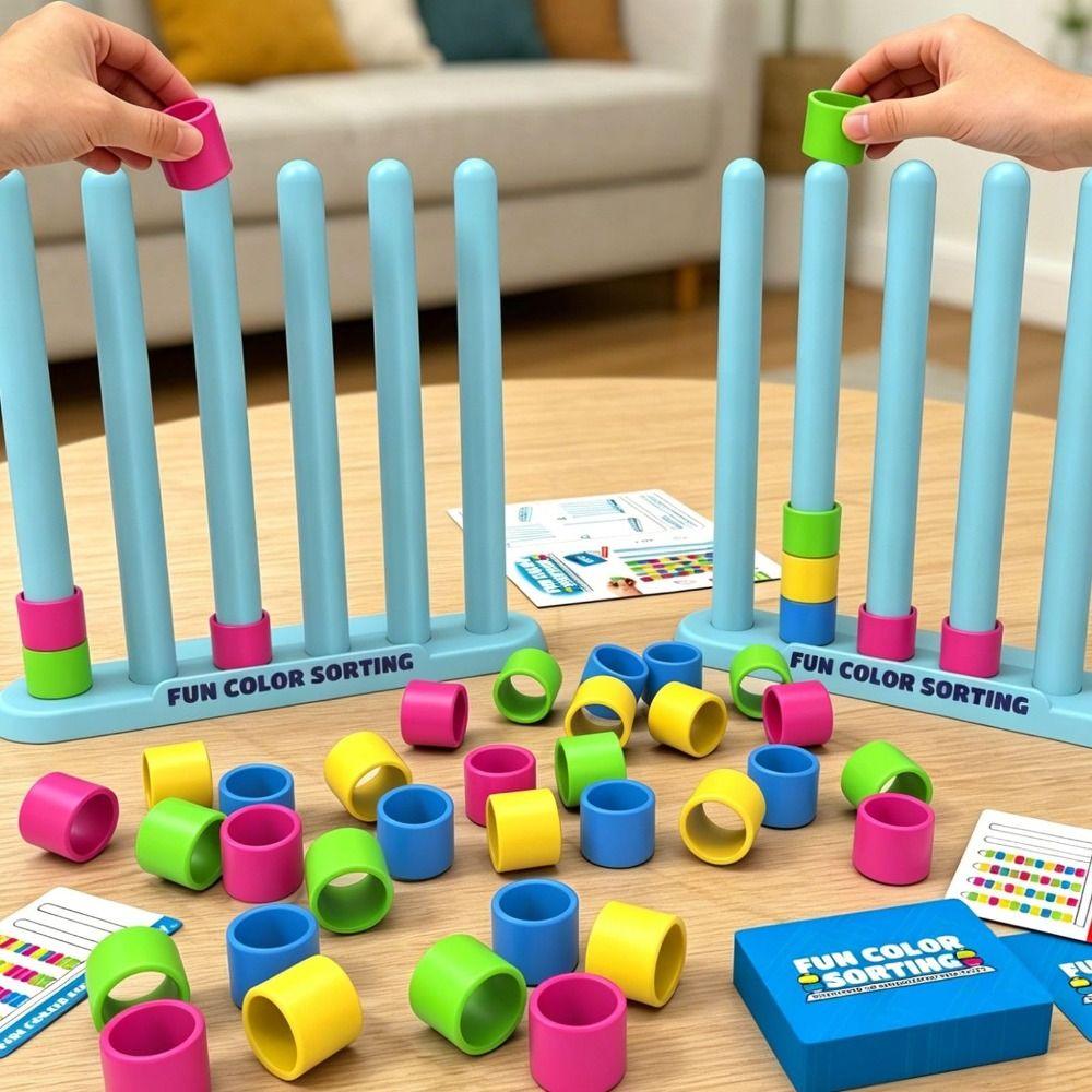 1-2 Spelare Färgstackningspusselspel Plast Interaktivt Bordsspel Familjeinteraktiv Lek