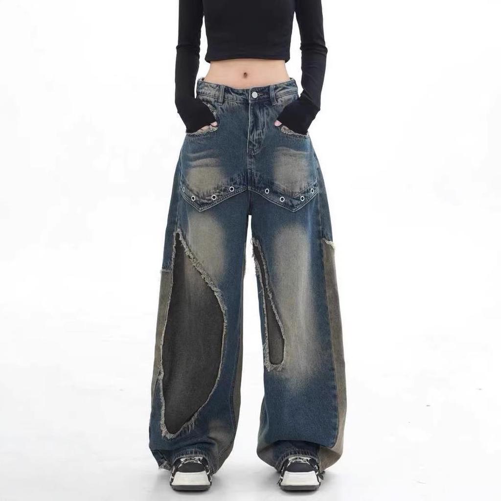 Women's Retro American Street Style Wide-Leg Jeans
