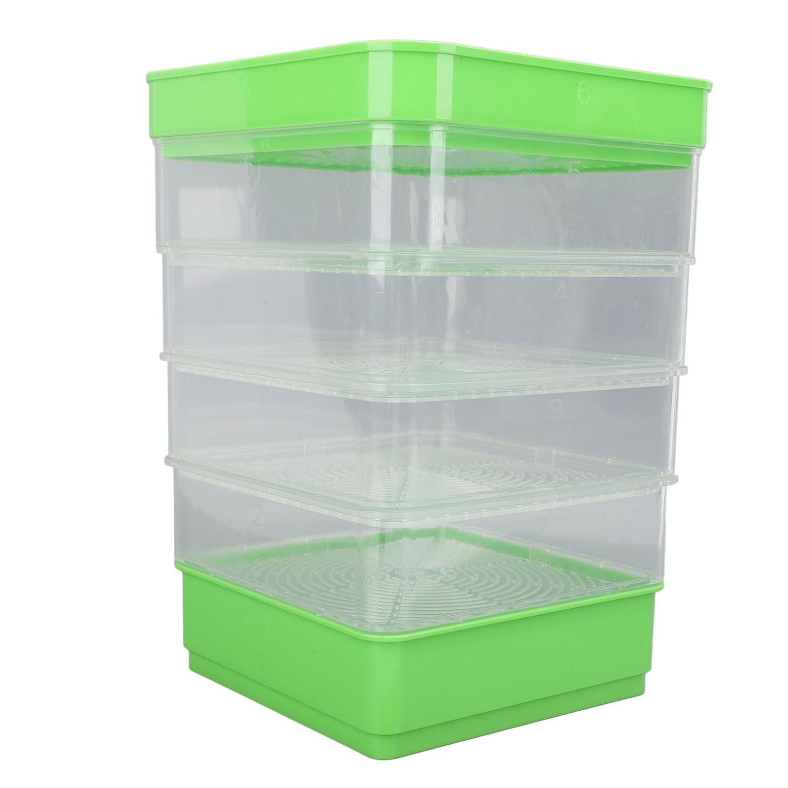 

4-ярусный штабелируемый набор для проращивания, пластиковый, компактный, многоцелевой, квадратный поднос для посадки микрозелени фасоли