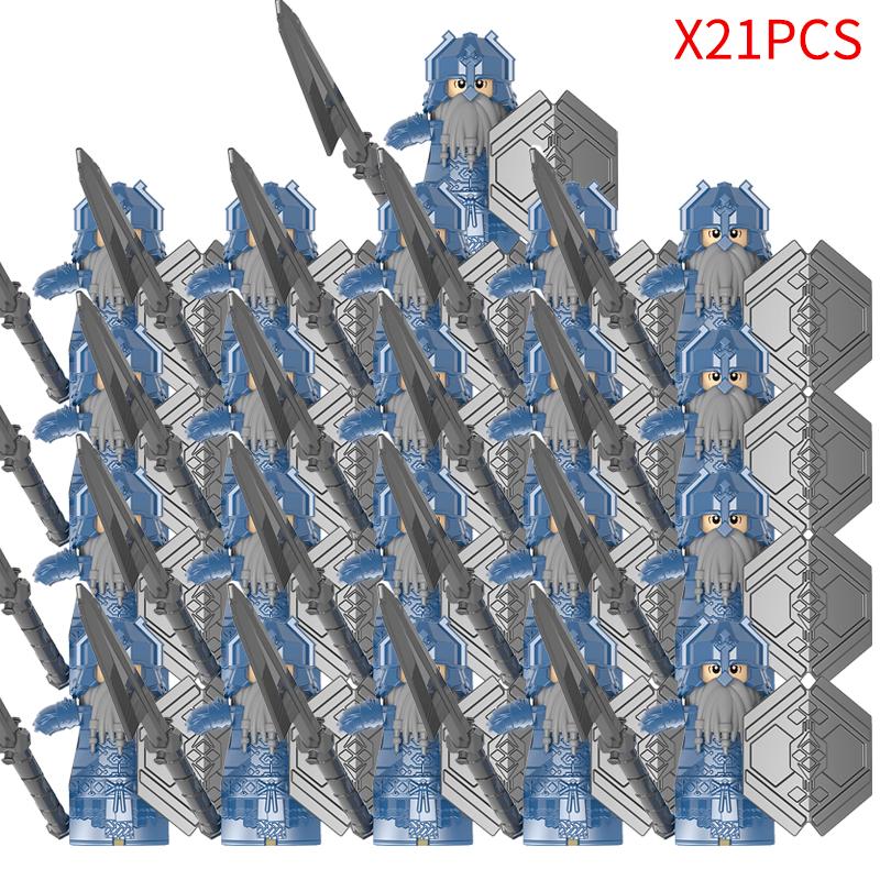 New MOC LOTR Soldier Dwarf Army Figures Armor Guard Warrior Medieval Knights Building Blocks Bricks Toys Gifts