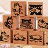 Charming Cats Themed Miniature Wood Stamps Adorable Cats Shape Stamp For Handmade Journal Card And Artistic Decorations