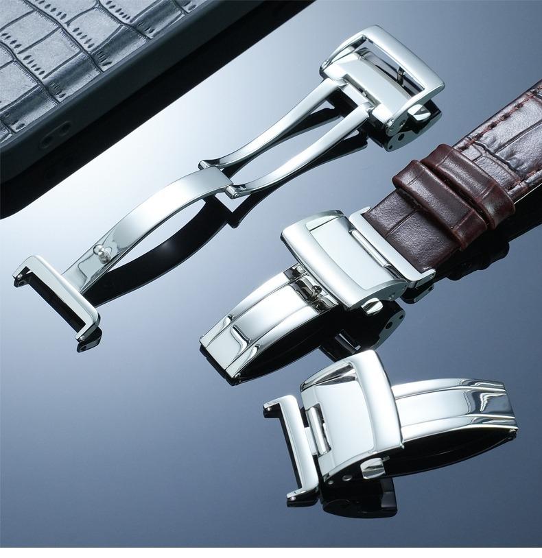 Dla zegarków Seiko Premier Series SNP093 SNP096 Klamra Paska Wysokiej Jakości Stal Nierdzewna Podwójnie Naciskana Klamra Metalowa Klamra Motylkowa