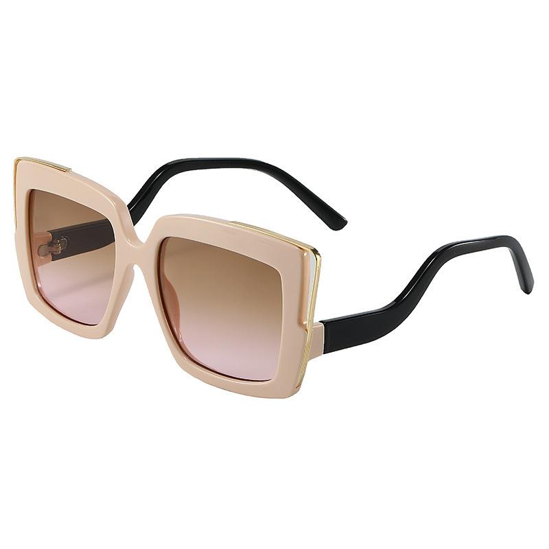 New Sunglasses Personalized Curved Legs Square Sunglasses Women's European and American Large Frame Color Decorative Flat Glasses