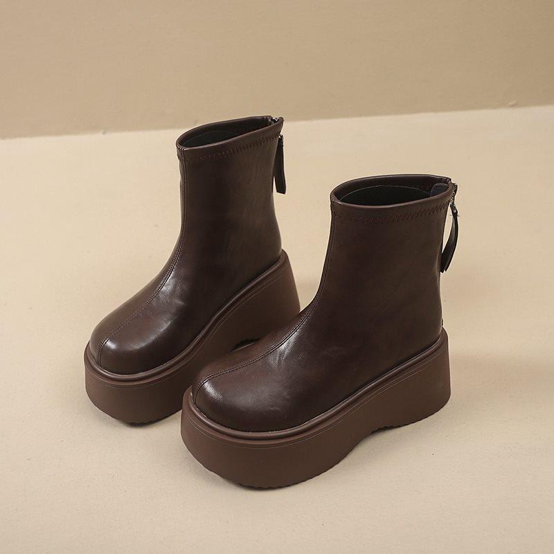 Short Boots Keep Warm And Increase Height, Thin Boots Fashion British Thick-Soled Martin Boots Women'S Small Women'S Boots
