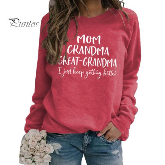 Høst Vinter Dame Genser Bokstavtrykk Rund Hals Lange Ermer Løs Pullover Elastisk Mansjett Hverdagsklær Casual Topp